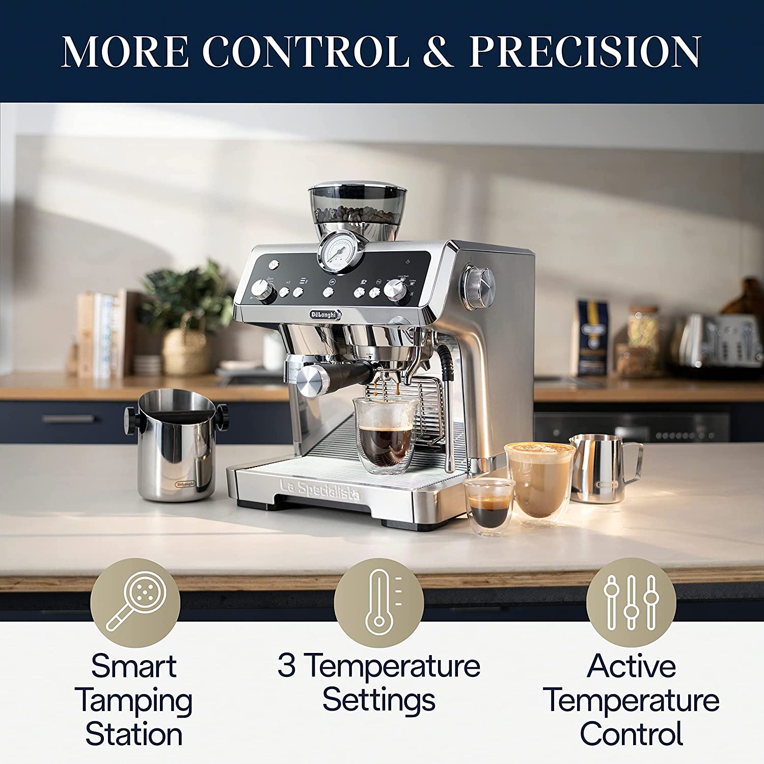 delonghi la specialista prestigio espresso machine 1450w with smart tamping station amp dual heating system s s ec9355m image 5