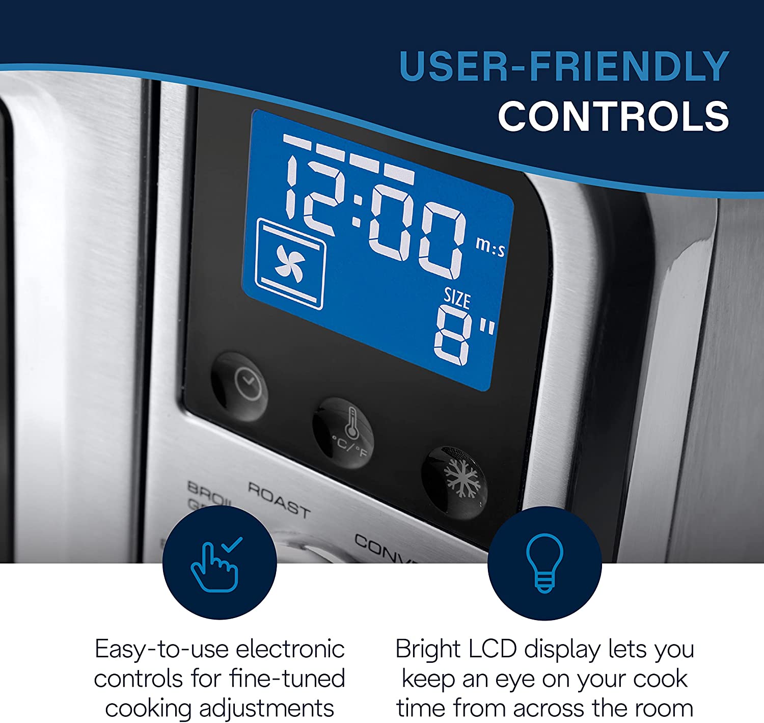 delonghi livenza 9 in 1 air fry convection oven 0 5 cu ft digital controls s s eo141164m image 5