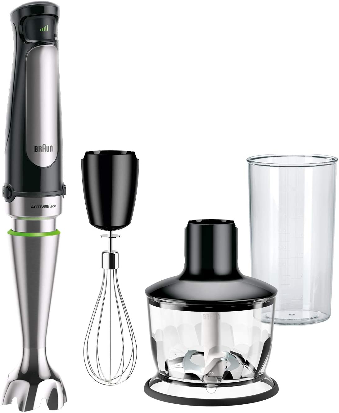 braun multiquick immersion hand blender with 2 cup food processor whisk amp beaker 500w black mq7035 image 1
