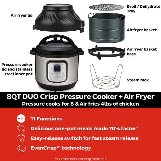 instant pot pressure cooker amp air fryer 8 0 quart 11 in 1 multi use programmable duo crisp80 image 5