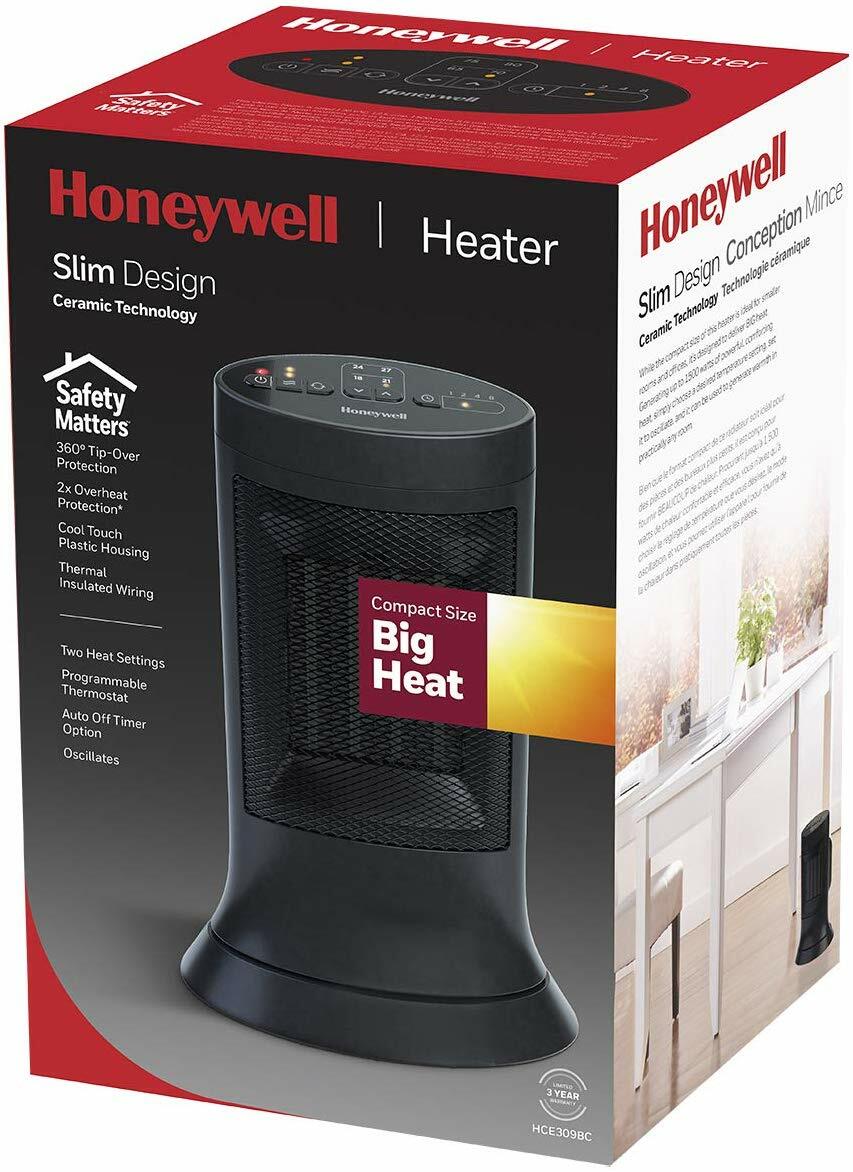 honeywell ceramic heater hce 309bc slim mini tower image 5