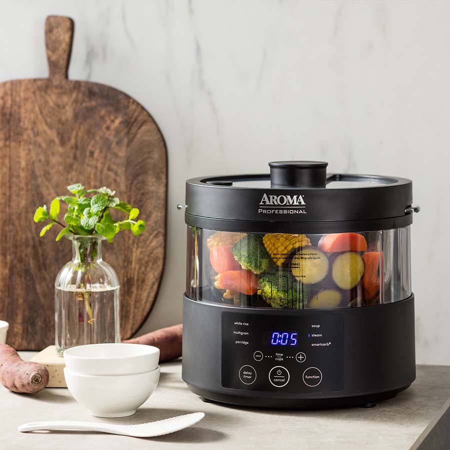 aroma rice cooker 4 cup glass body with smartcarb amc 800 image 2