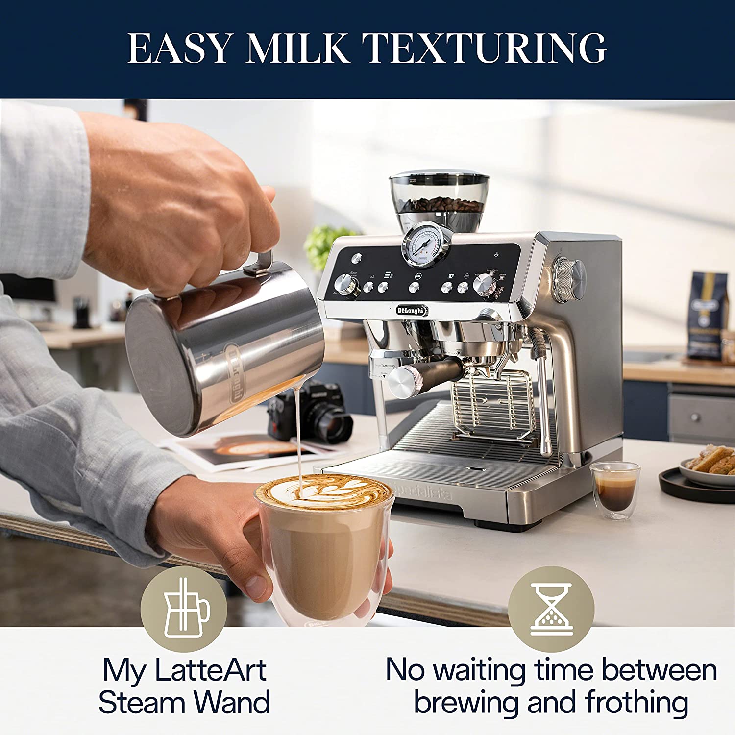 delonghi la specialista prestigio espresso machine 1450w with smart tamping station amp dual heating system s s ec9355m image 6