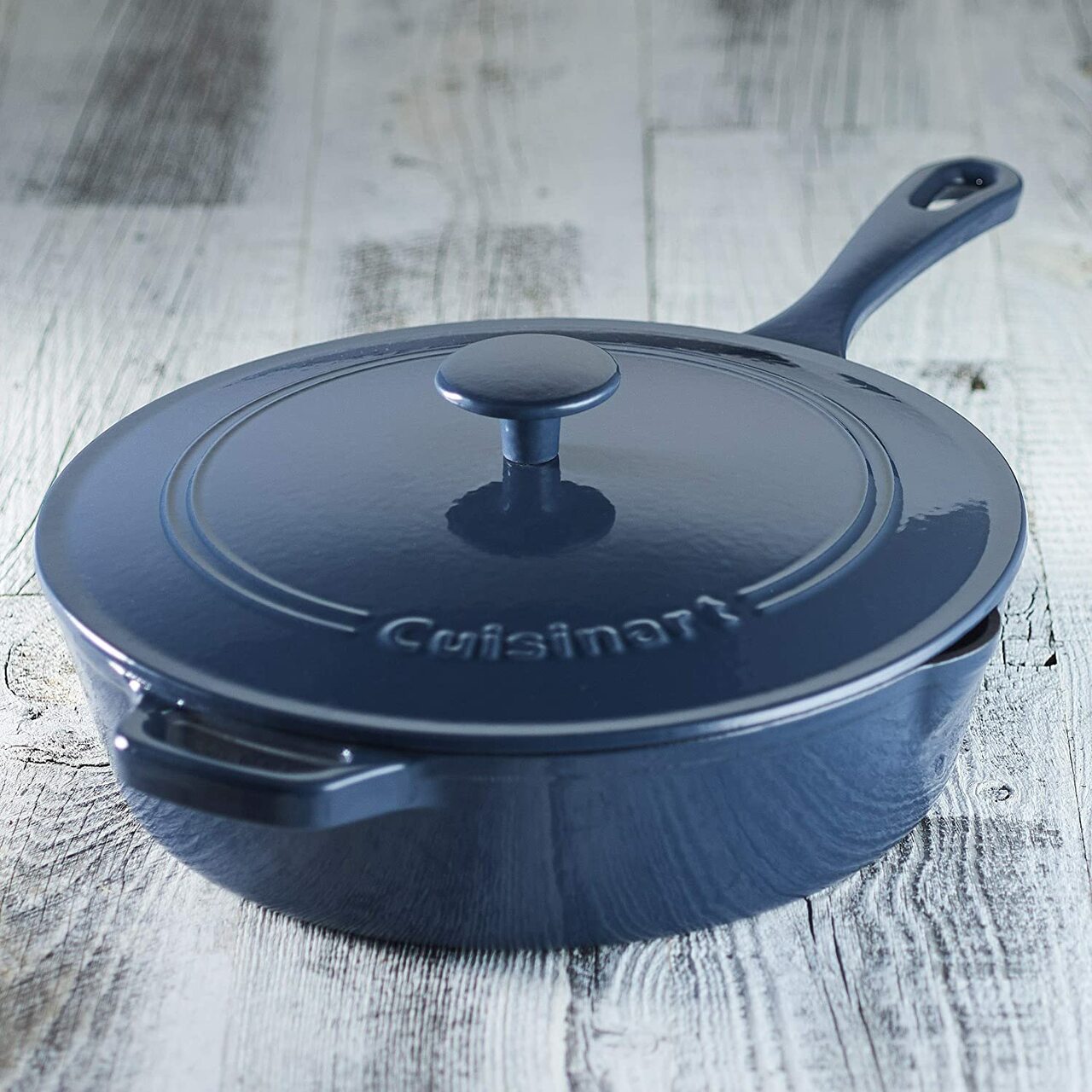 cuisinart enamel cast iron ci45 30bg 12 chicken fryer blue image 2