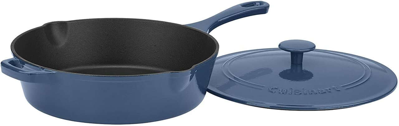 cuisinart enamel cast iron ci45 30bg 12 chicken fryer blue image 1