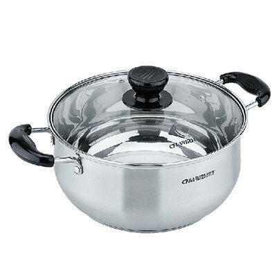 charms stainless steel casserole pot with glass lid 24jbc10 24cm image 1