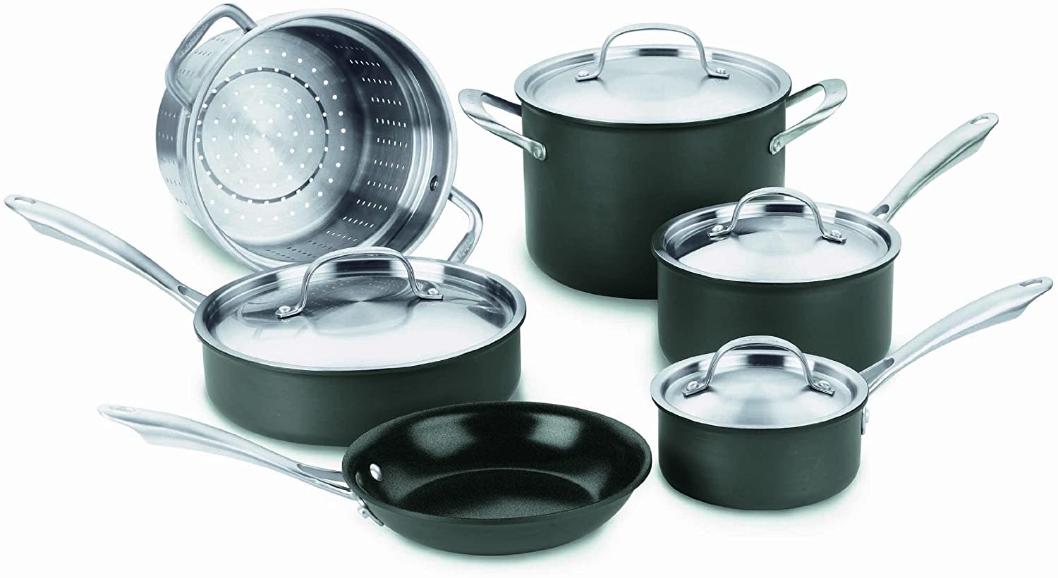 cuisinart greengourmet 10 pc cookware set hard anodized non stick gg 10 image 1