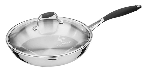 healthy bear 3 ply stainless steel frying pan 28cm bc3s28fpg with glass lid image 1