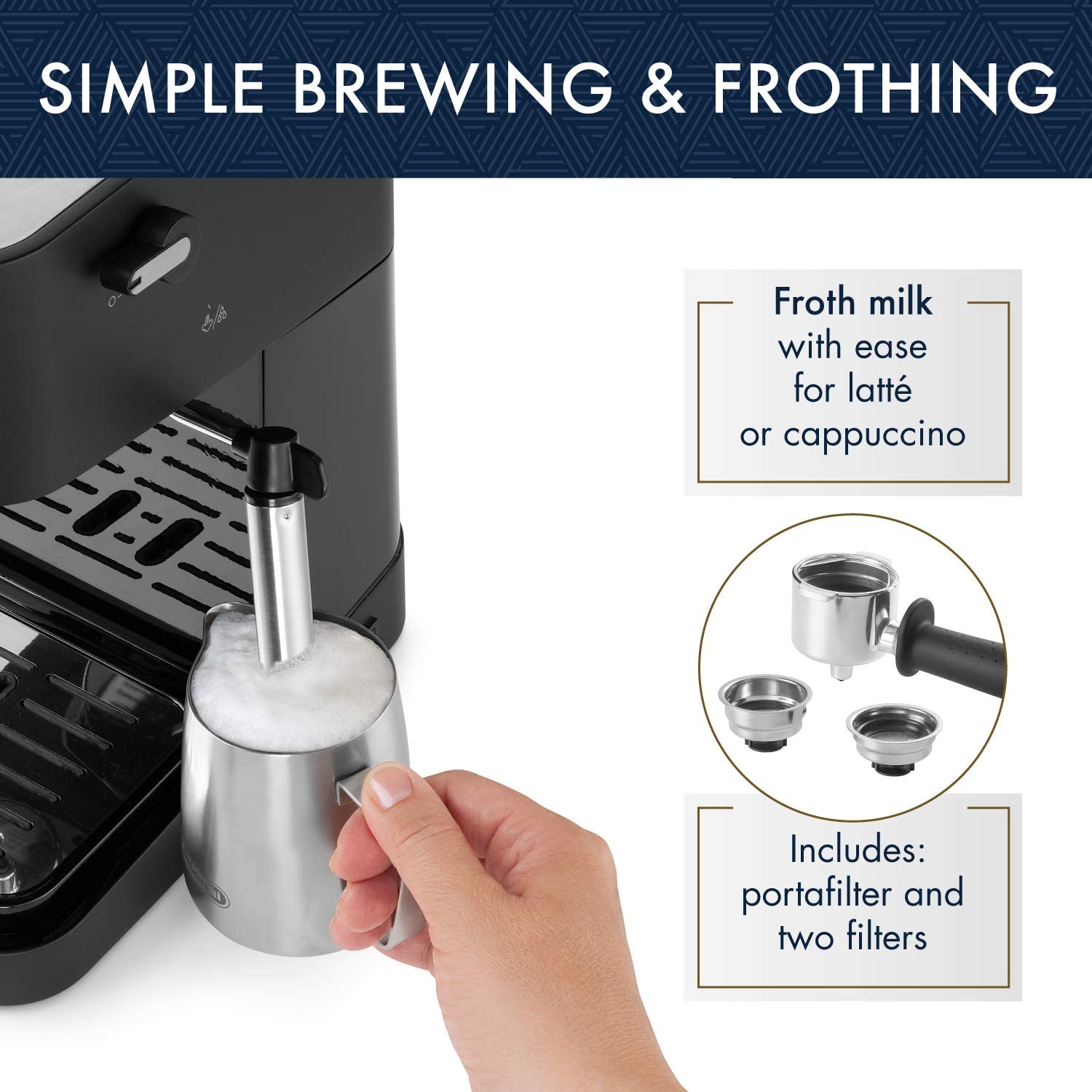 delonghi stilosa espresso maker 15 bar pump 1100w black ec260bk image 4