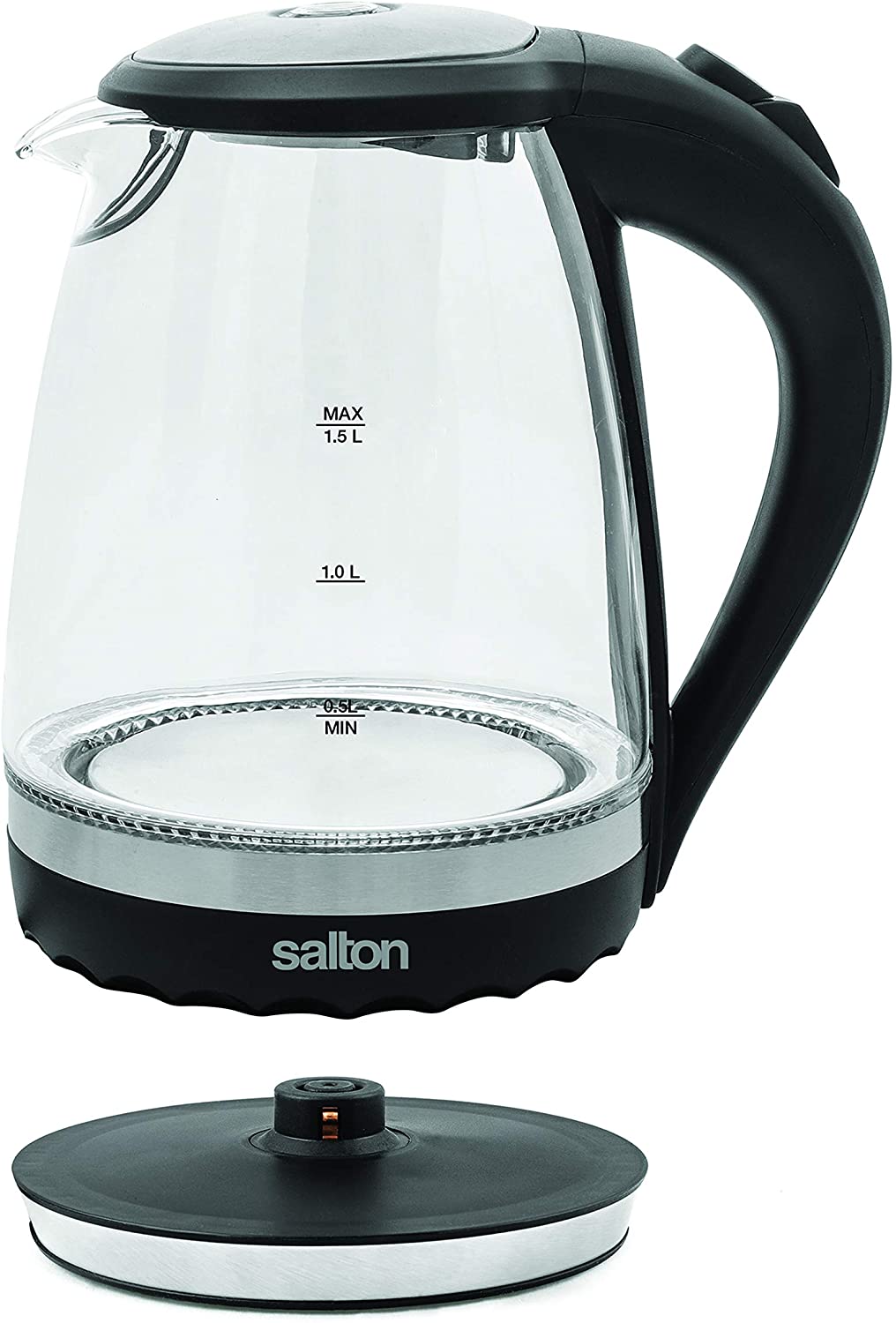 salton cordless kettle 1 5l 1100w glass body w black trim gk 1831 image 2