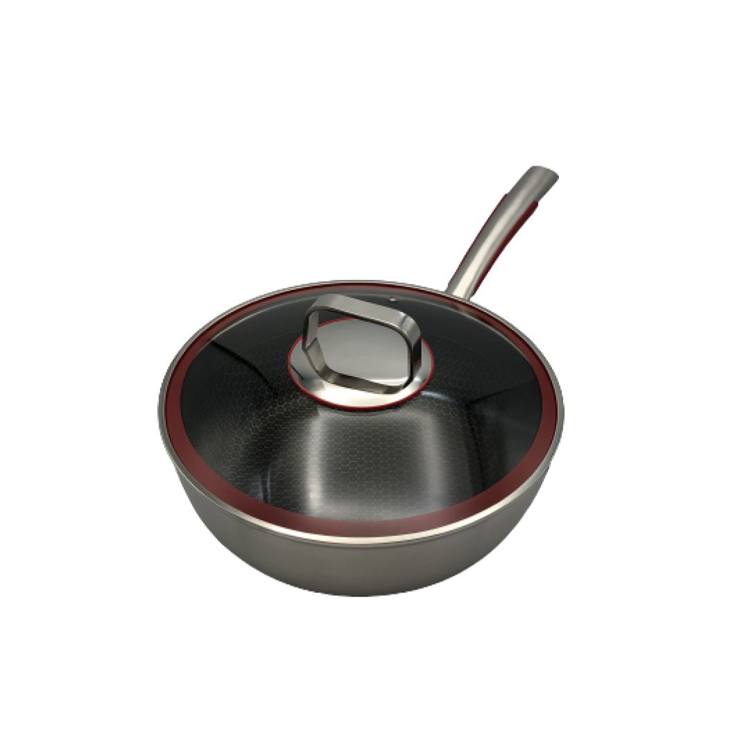 healthy bear sus hybrid wok 26cm with glass lid bc hw26g image 1