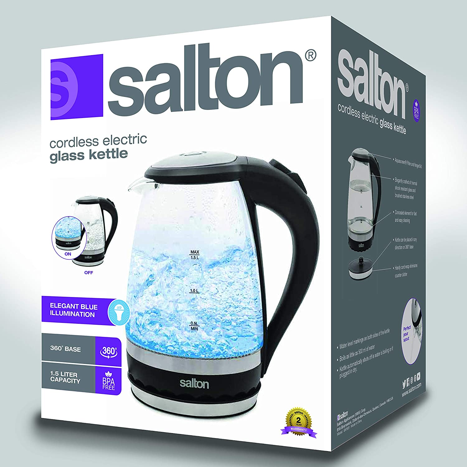 salton cordless kettle 1 5l 1100w glass body w black trim gk 1831 image 9