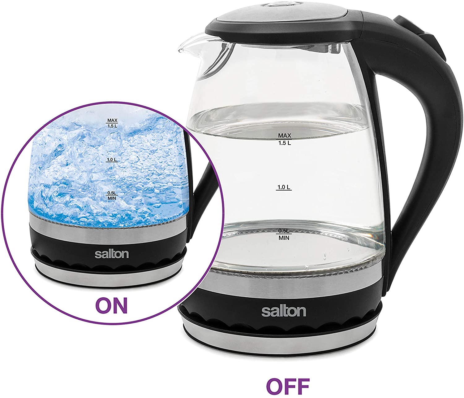 salton cordless kettle 1 5l 1100w glass body w black trim gk 1831 image 5