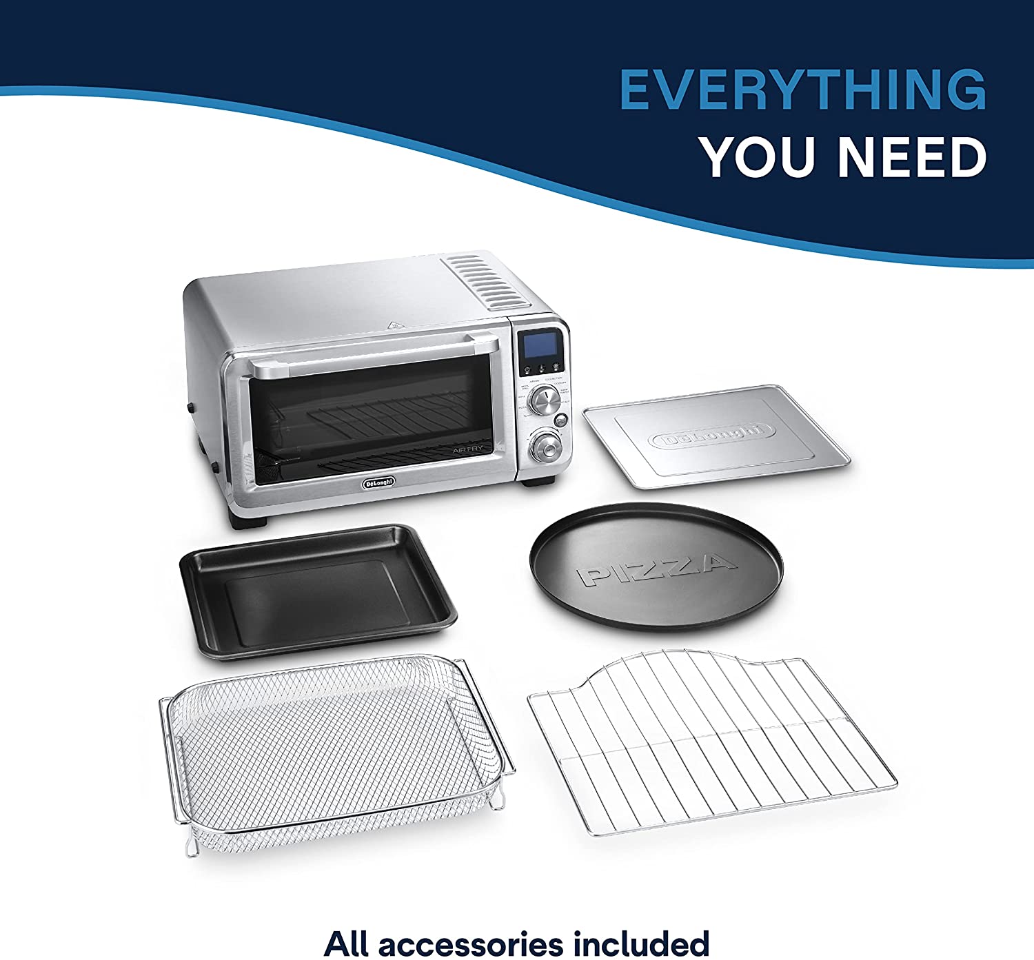 delonghi livenza 9 in 1 air fry convection oven 0 5 cu ft digital controls s s eo141164m image 3
