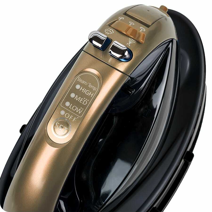 panasonic steam iron ni wl607n champagne colour 360 quick cordless ceramic coated soleplate with vertical steam image 4