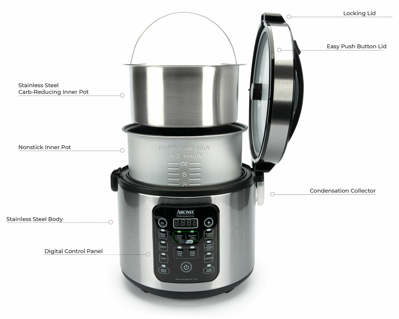 aroma arc 1120sbl smartcarb rice cooker 10 cup multi function image 8
